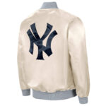 Cream New York Yankees Ambassador Zip Satin Jacket