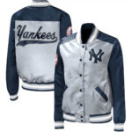 Gray New York Yankees Legend Full Snap Satin Jacket
