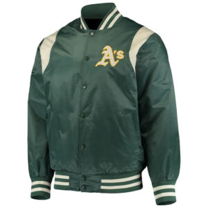 Green Cream MLB Oakland Athletics Satin Jacket