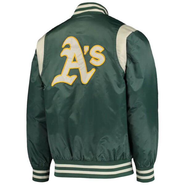 Green Cream MLB Oakland Athletics Satin Jacket