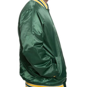 Green MLB Oakland Athletics Satin Jacket