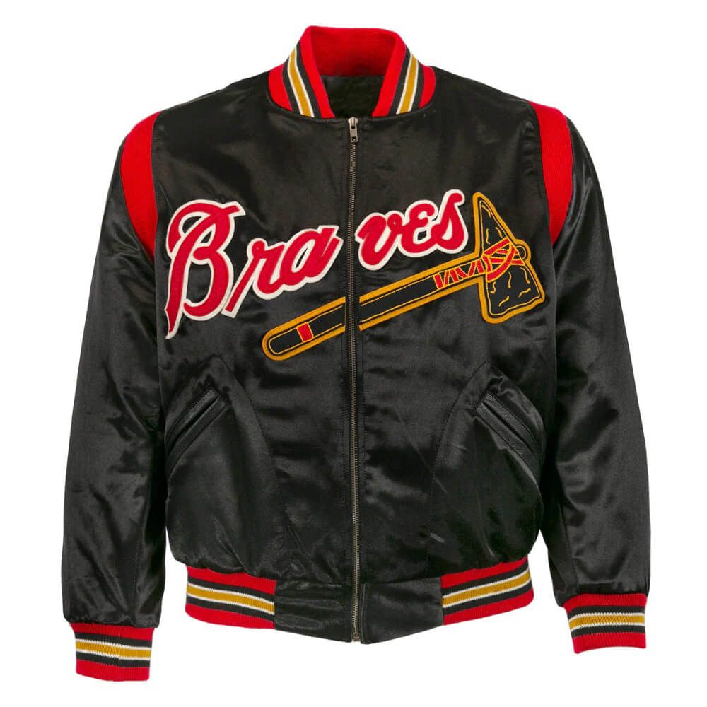 MLB Atlanta Braves Black Satin Jacket (1) MLB Atlanta Braves Black Satin Jacket
