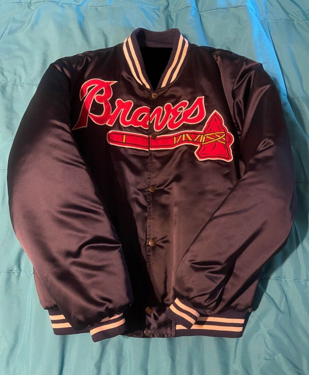 Atlanta Braves Retro Classic Rib White Satin Jacket