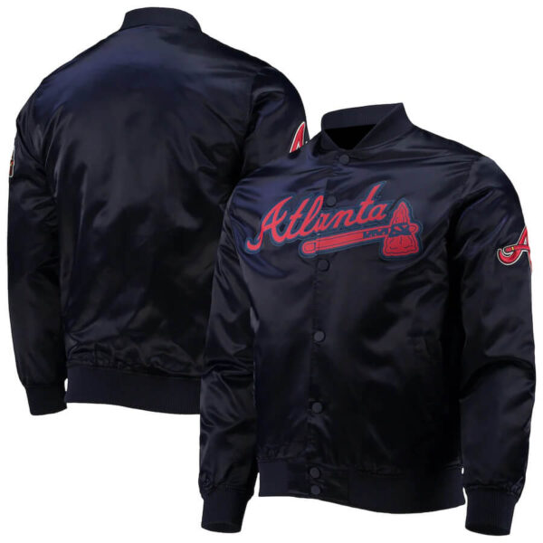 MLB Atlanta Braves Navy Blue Satin Jacket