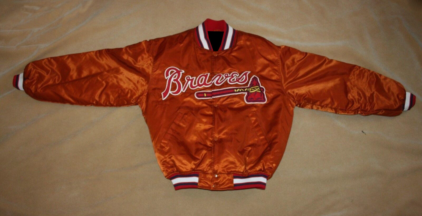 Maker of Jacket MLB Atlanta Braves Orange Satin