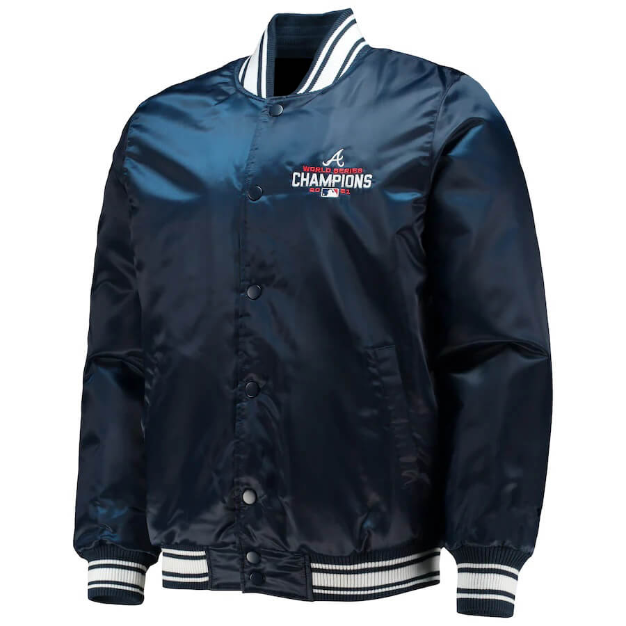 MLB Atlanta Braves World Series Champions Satin Jacket (1) MLB Atlanta Braves World Series Champions Satin Jacket