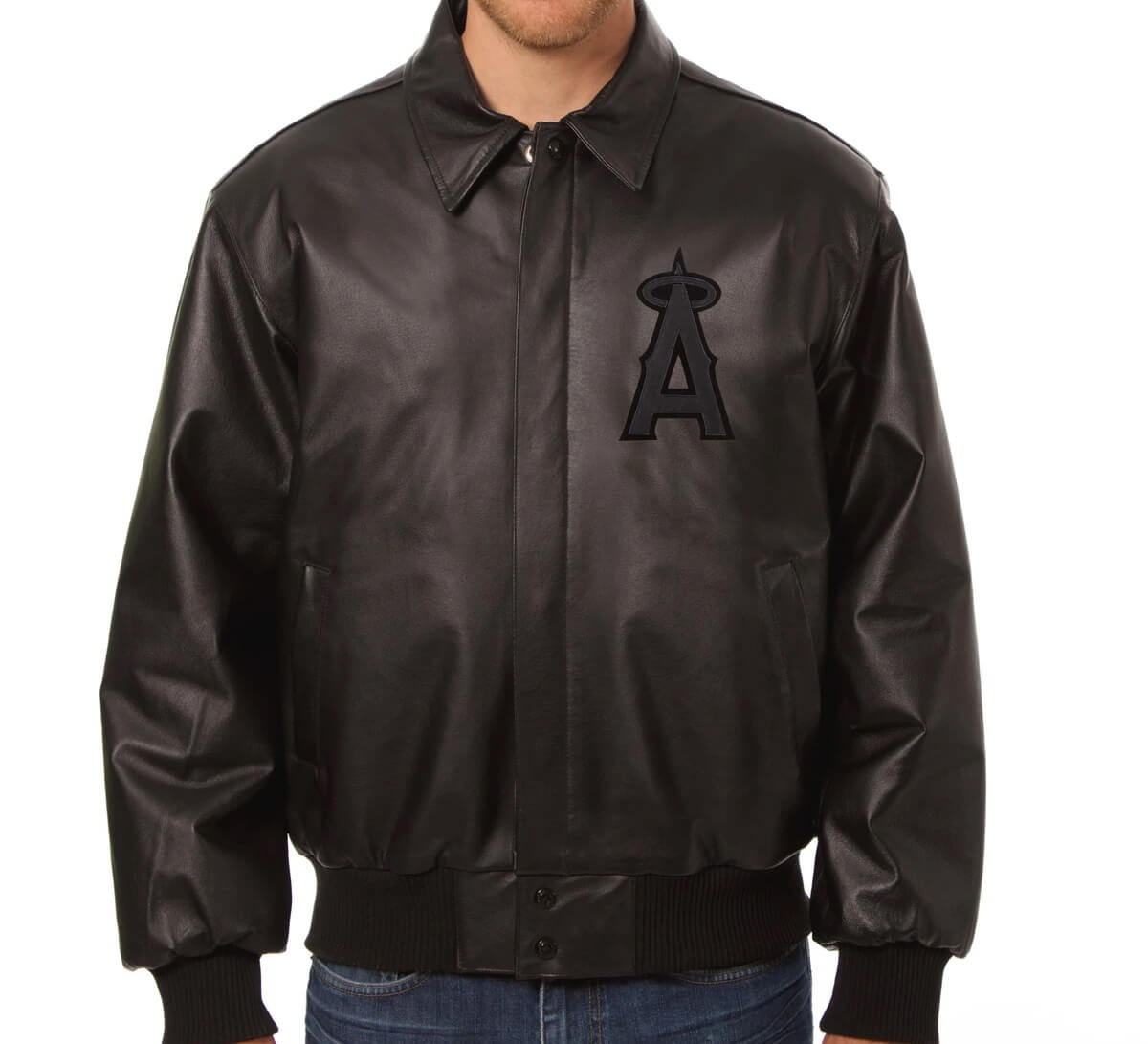 MLB Black Los Angeles Angels Leather Jacket (1) MLB Black Los Angeles Angels Leather Jacket