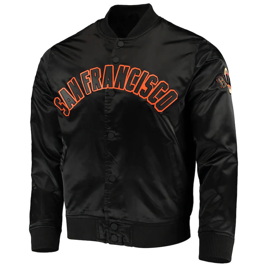 MLB Black San Francisco Giants Satin Jacket (1) MLB Black San Francisco Giants Satin Jacket