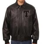MLB Black Texas Rangers Leather Jacket
