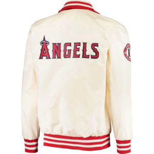 MLB Cream Los Angeles Angels Satin Jacket