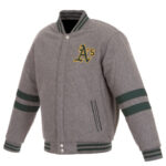 MLB Gray Oakland Athletics Wool Jacket