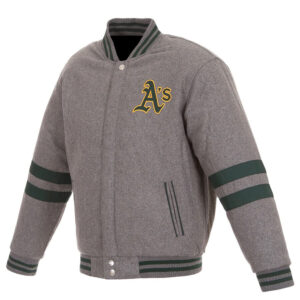 MLB Gray Oakland Athletics Wool Jacket