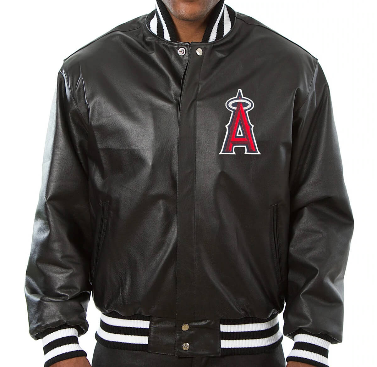 MLB Los Angeles Angels Black Leather Jacket (1) MLB Los Angeles Angels Black Leather Jacket