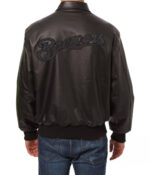 MLB Milwaukee Brewers Black Snap Leather Jacket