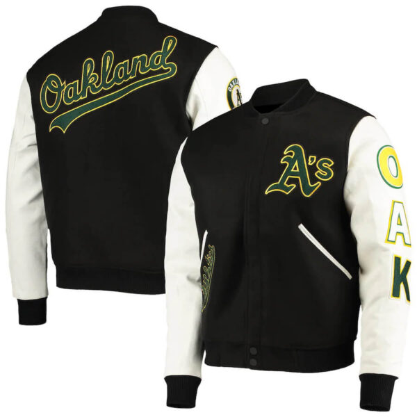 MLB Oakland Athletics Black And White Varsity Jacket
