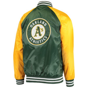 MLB Oakland Athletics Green And Yellow Satin Jacket
