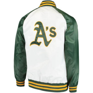 MLB Oakland Athletics White And Green Satin Jacket