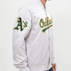 MLB Oakland Athletics White Satin Jacket