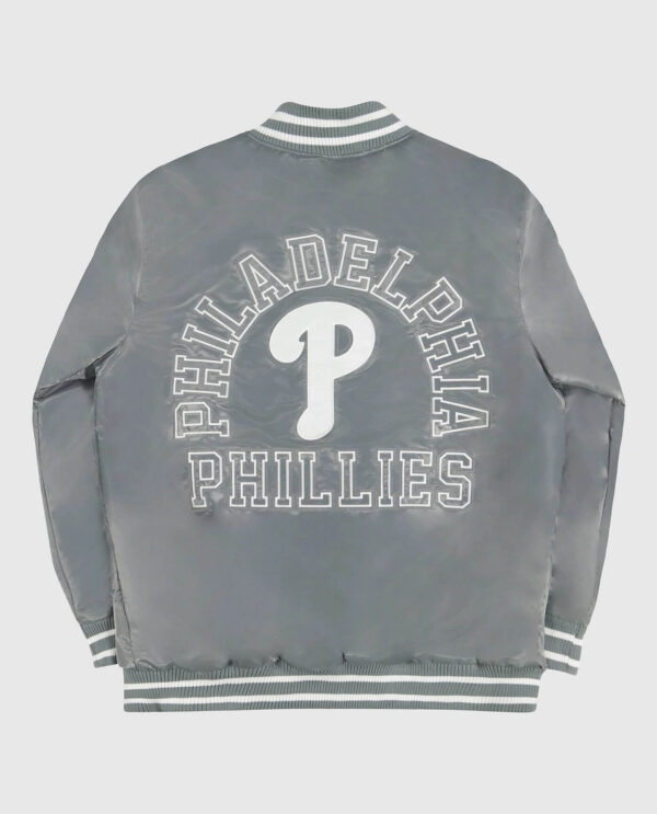 MLB Philadelphia Phillies Silver Satin Jacket