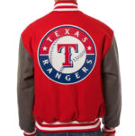 MLB Red And Gray Texas Rangers Wool Jacket