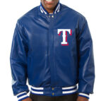 MLB Royal Blue Texas Rangers Leather Jacket
