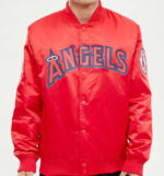 MLB Team Los Angeles Angels Red Satin Jacket