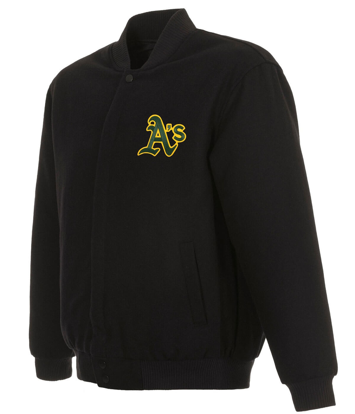 MLB Team Oakland Athletics Black Wool Jacket (1) MLB Team Oakland Athletics Black Wool Jacket
