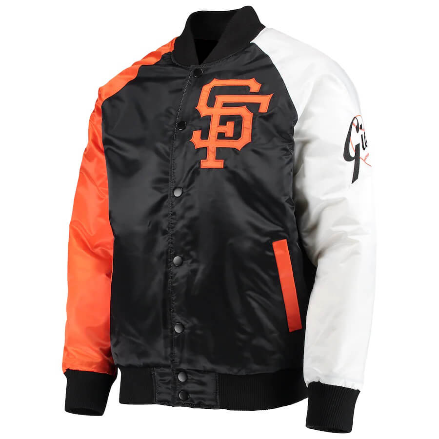 MLB Team San Francisco Giants Tricolor Satin Jacket (1) MLB Team San Francisco Giants Tricolor Satin Jacket