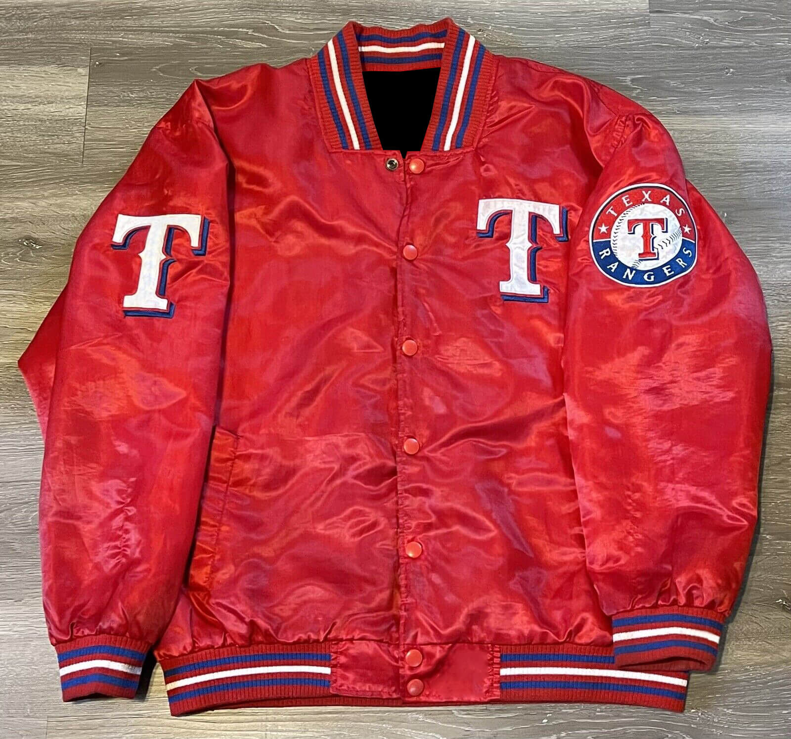 MLB Texas Rangers Royal Blue And Red Satin Jacket - Maker of Jacket