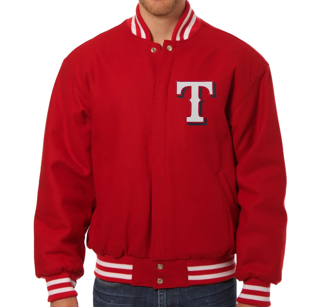 MLB Texas Rangers Red Wool Jacket (1) MLB Texas Rangers Red Wool Jacket