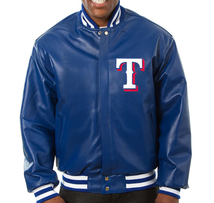 MLB Texas Rangers Royal Blue Leather Jacket (1) MLB Texas Rangers Royal Blue Leather Jacket