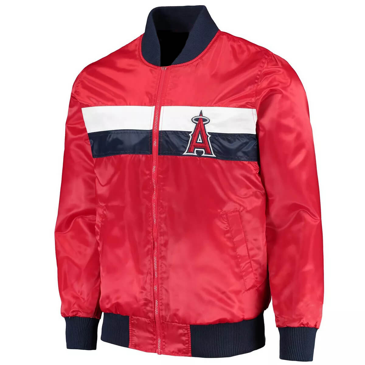 MLB Tricolor Los Angeles Angels Satin Jacket (1) MLB Tricolor Los Angeles Angels Satin Jacket