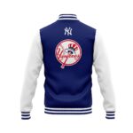 NY Yankees Blue Wool White Leather Sleeves Jacket