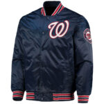 Navy Washington Nationals Diamond Snap Satin Jacket