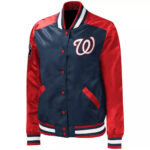 Navy Washington Nationals Legend Snap Satin Jacket