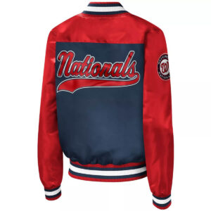 Navy Washington Nationals Legend Snap Satin Jacket
