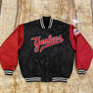 New York Yankees Black Red Snap Satin Jacket