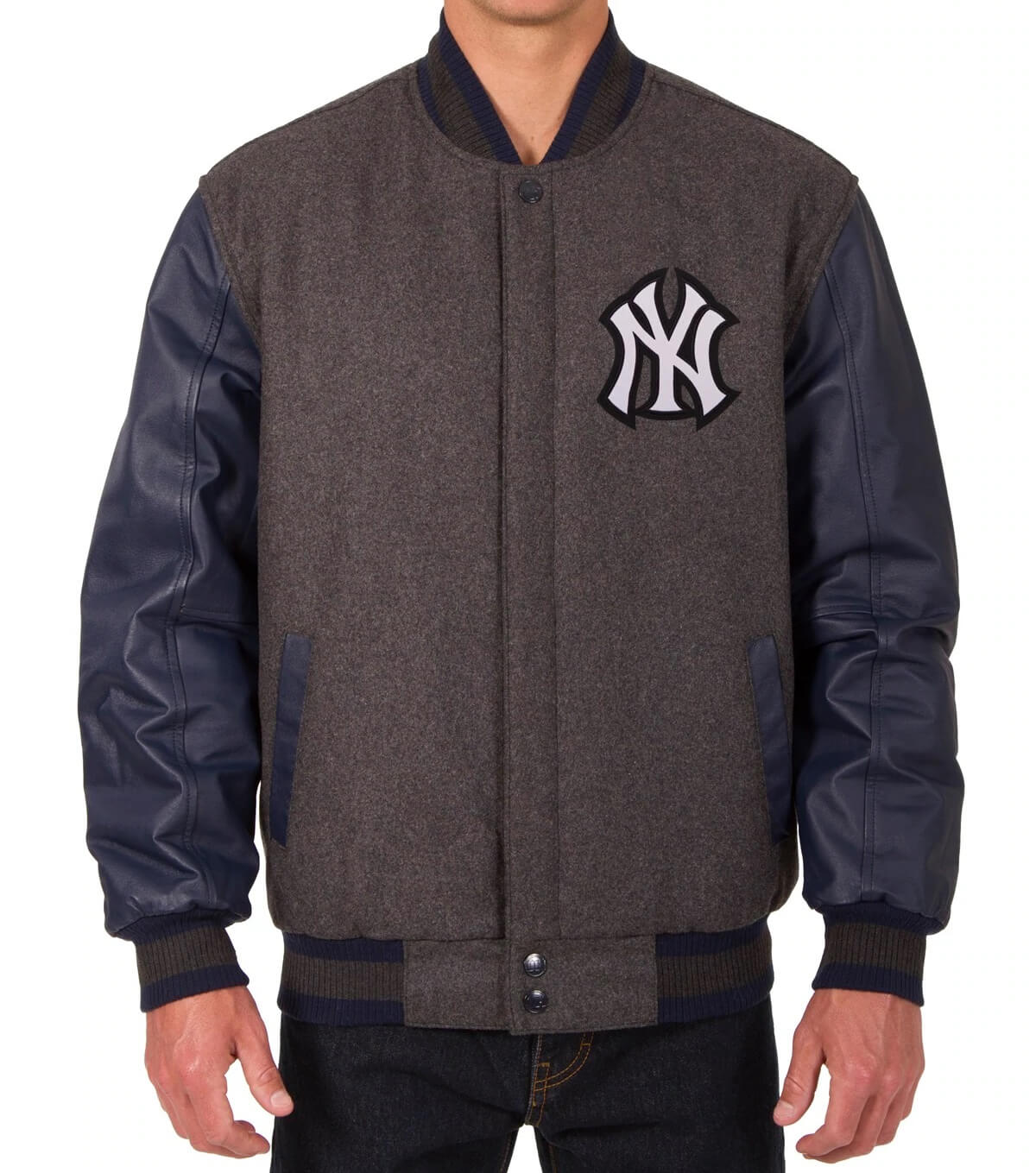 JH Design New York Islanders Varsity Blue Reversible Wool Jacket, Men's, XL
