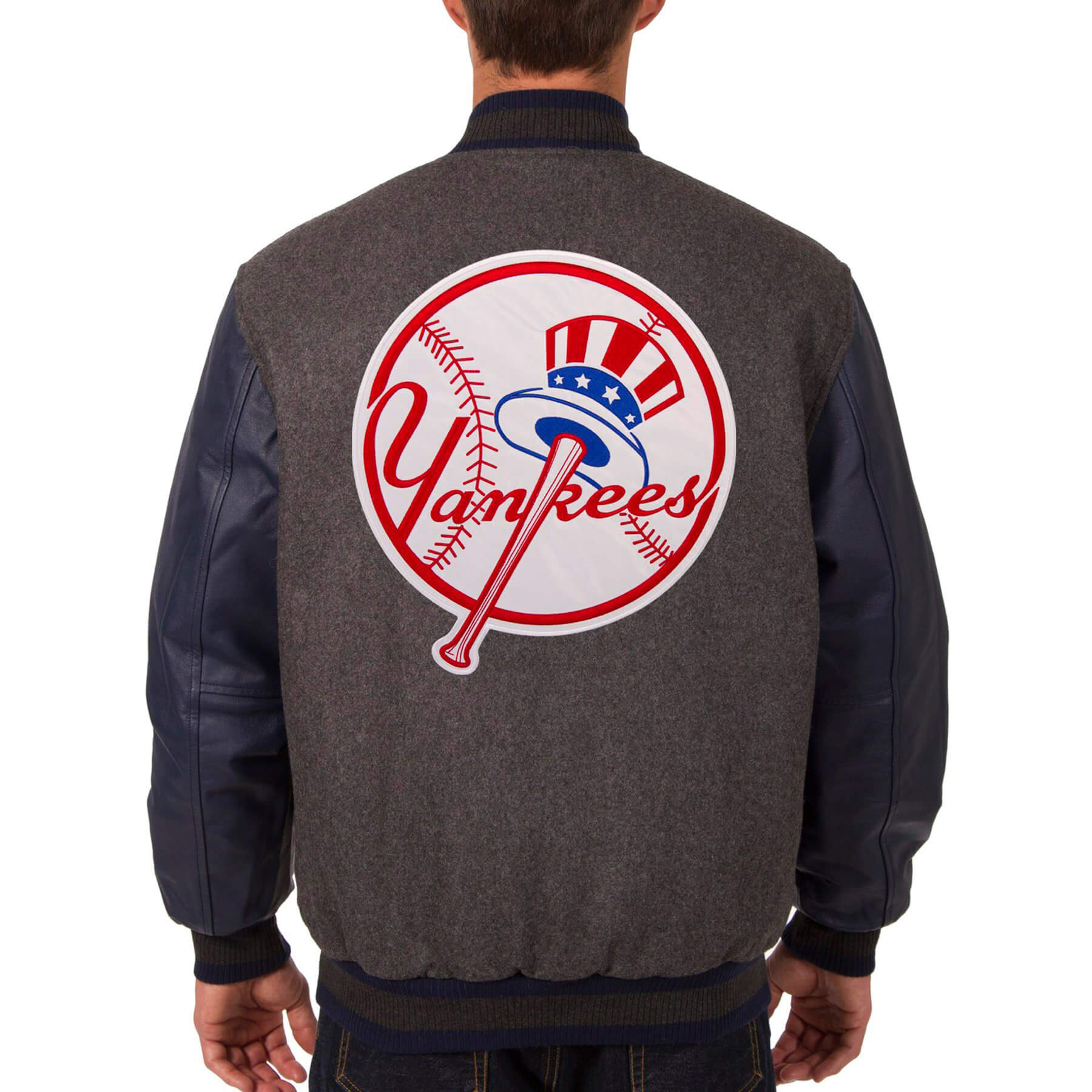 New York Yankees JH Charcoal Navy Varsity Jacket (2) New York Yankees JH Charcoal Navy Varsity Jacket