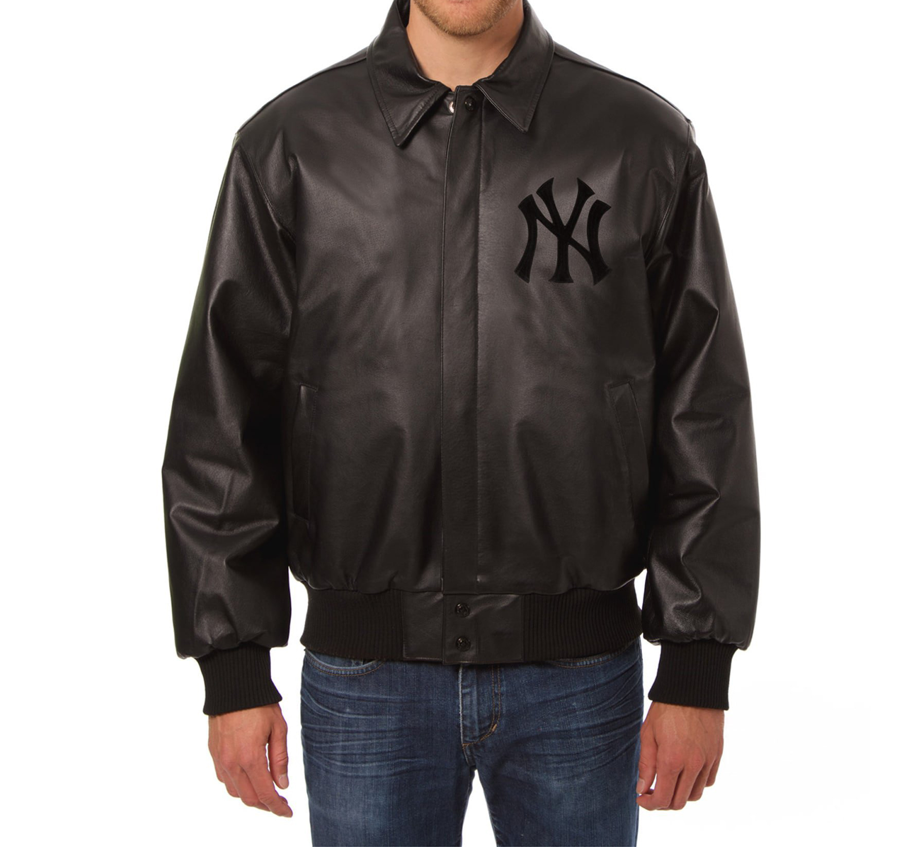 New York Yankees Tonal JH Black Leather Jacket (2) New York Yankees Tonal JH Black Leather Jacket