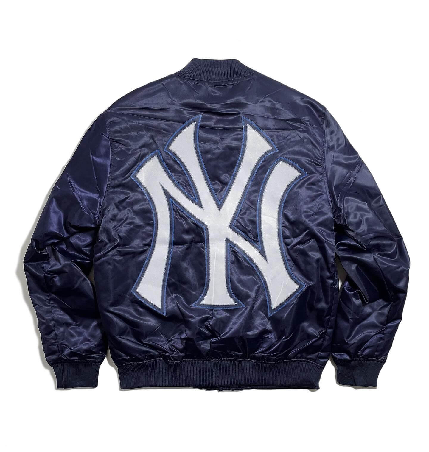 New York Yankees World Series MLB Navy Satin Jacket - Maker of Jacket