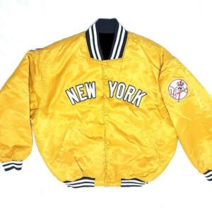 New York Yankees Yellow Snap Satin Jacket