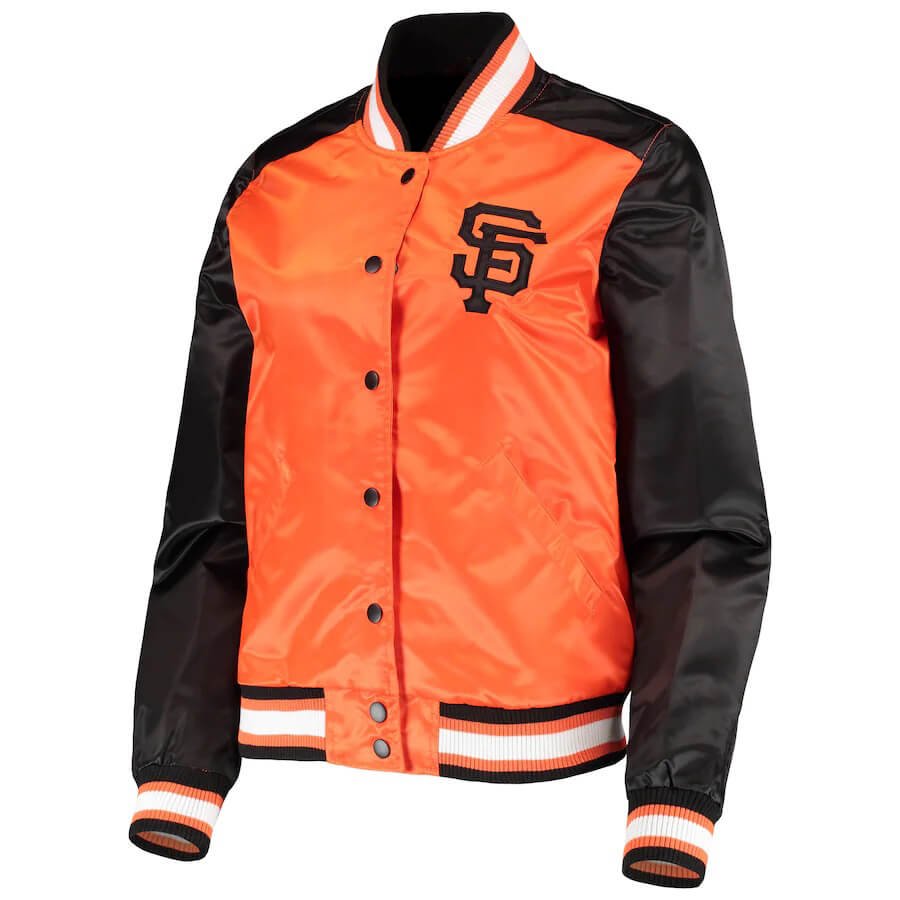 Orange Black MLB San Francisco Giants Satin Jacket (1) Orange Black MLB San Francisco Giants Satin Jacket