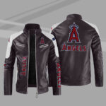 Purple White Los Angeles Angels Block Leather Jacket