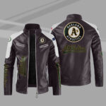 Purple White MLB Oakland Athletics Leather Jacket