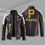 Purple White Pittsburgh Pirates Block Leather Jacket