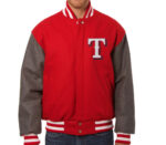 Red Gray MLB Texas Rangers Wool Jacket