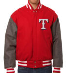Red Gray MLB Texas Rangers Wool Jacket