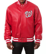 Red Washington Nationals Leather MLB Jacket