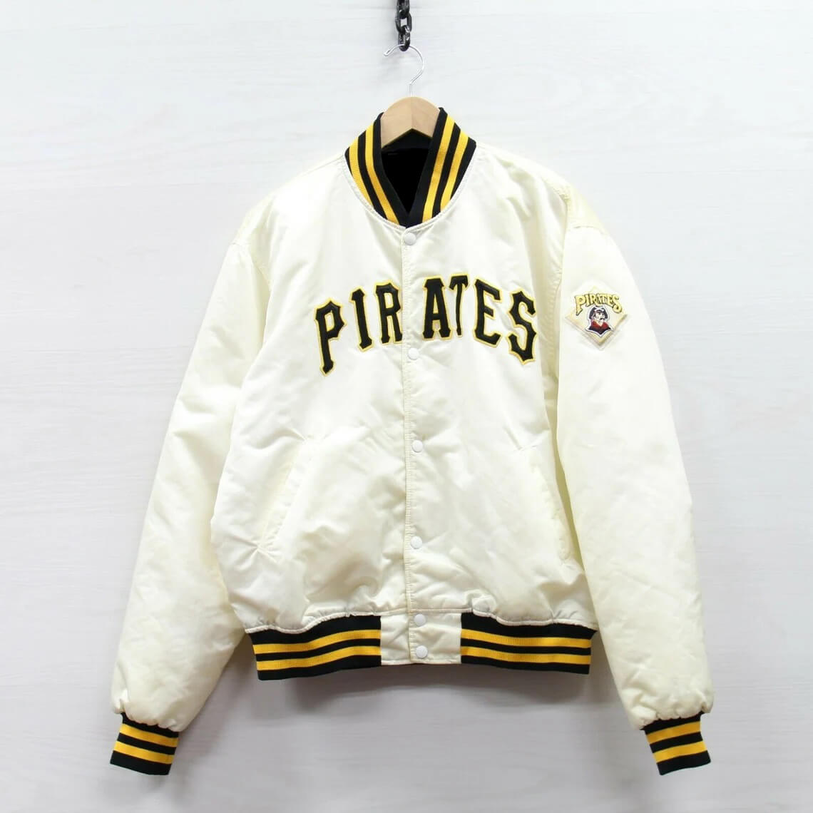 Vintage Pittsburgh Pirates White Satin Jacket (1) Vintage Pittsburgh Pirates White Satin Jacket